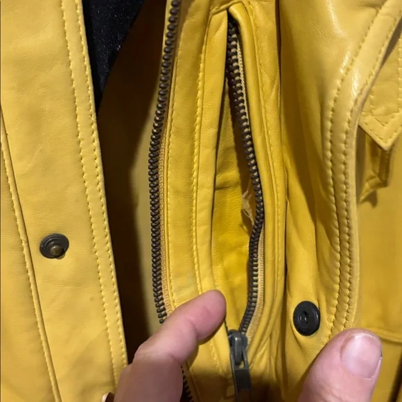 William Barry butter yellow genuine leather jacket zip up and button front - Picture 6 of 8